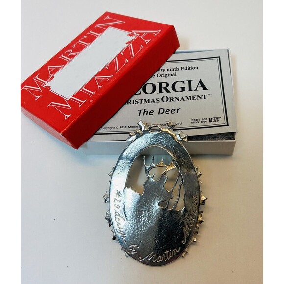 Martin Miazza Design Georgia Metal 2018 Stag Deer with Antler Christmas Ornament - Picture 1 of 3
